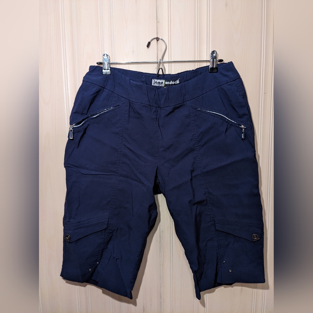 Jamie Sadock Navy Cargo Capri Pants Women’s Golf Activewear Size 14